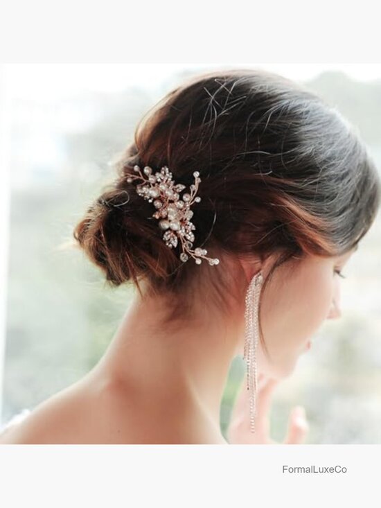 Elegant Rhinestone Pearl Hair Combs Set of 3 Bridal Wedding Updo main image 5